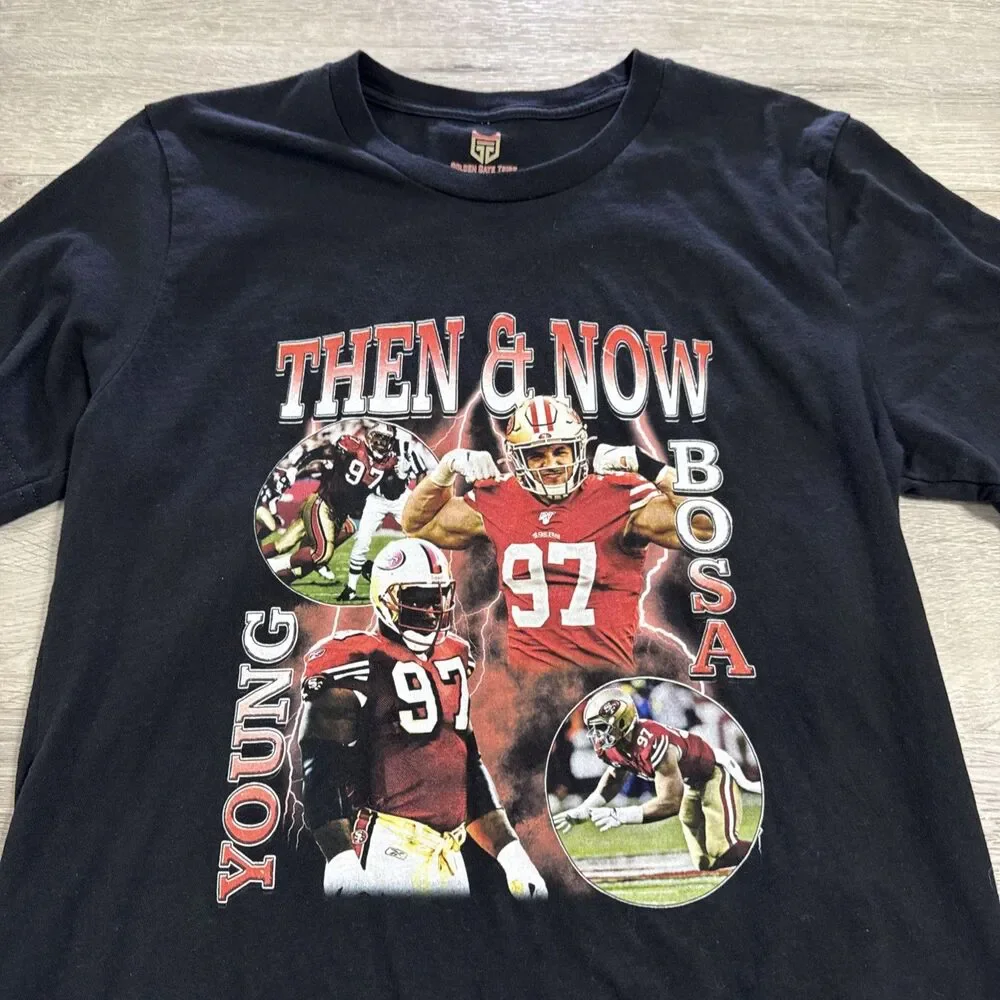 Nick Bosa Bryant Young Shirt San Francisco 49ers NFL Black Medium